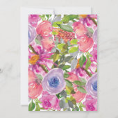 紫色のピンクの水の色ワイルドフラワーリタイア 招待状 (裏面)