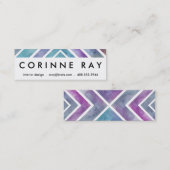 紫色のピンクの水彩画のシェブロンの幾何学的なプリント スキニー名刺 (正面/裏面)