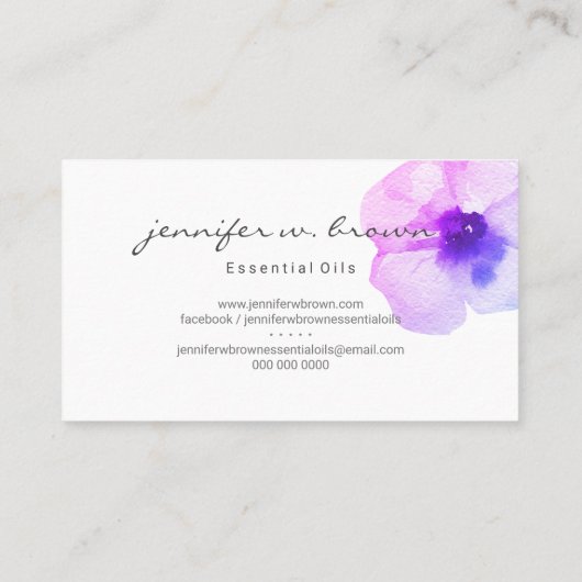 紫色のピンクの水色のフローラ カスタム 名刺 (裏面)