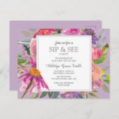 紫色のピンクの水色フローラ赤ちゃんシャワーsip参照 ポストカード (正面/裏面)