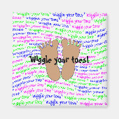 紫色のピンクの緑のスクリプトが白で足の指を動かす マグネット (正面)