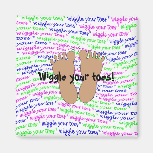 紫色のピンクの緑のスクリプトが白で足の指を動かす マグネット (正面)