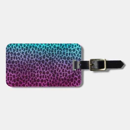 紫色のピンクの緑のチータのプリント ラゲッジタグ (正面横)
