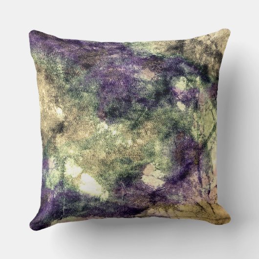 紫色のピンクの緑の黒くカラフルで抽象的なグランジ クッション (裏面)