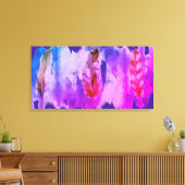 紫色のピンクの羽モダン張りキャンバス印刷 キャンバスプリント (インサイチュ (リビング))