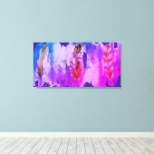 紫色のピンクの羽モダン張りキャンバス印刷 キャンバスプリント (インサイチュ (ウッドフロア))