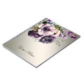 紫色のピンクの花が金色にエレガントなる ノートブック (左側)