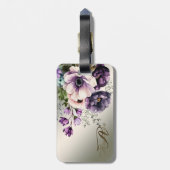 紫色のピンクの花が金色にエレガントなる ラゲッジタグ (裏面縦)