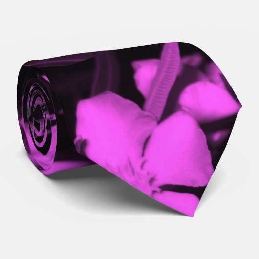 紫色のピンクの花のアート写真ネックタイ ネクタイ (ロール)