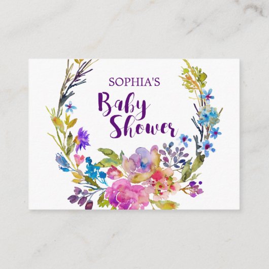 紫色のピンクの花ブックリクエスト招待状挿入 エンクロージャーカード (裏面)