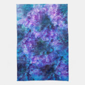 紫色のピンクの花柄デジタルデザインアート キッチンタオル (縦)