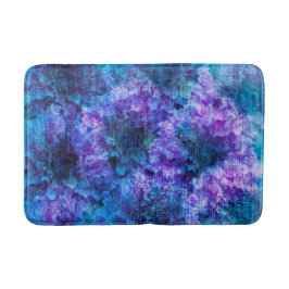 紫色のピンクの花柄デジタルデザインアート バスマット