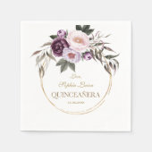 紫色のピンクの花金ゴールドミカンスキンセアニラ スタンダードカクテルナプキン (正面)