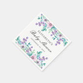 紫色のピンクの花。水彩フローラベビーシャワー スタンダードカクテルナプキン (角)