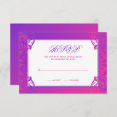 紫色のピンクの華麗さバルミツワーRSVP 出欠カード (正面/裏面)