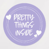 紫色のピンクの薄紫かわいらしハート ラベル (デザイン1)