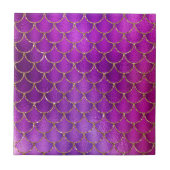 紫色のピンクの虹色の人魚のパタはかりで測ーン タイル (正面)