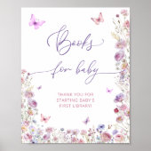 紫色のピンクの蝶のワイルドフラワーブックベビー ポスター (正面)