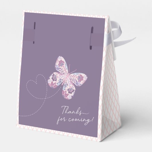 紫色のピンクの蝶パーソナライズされた フェイバーボックス (裏面サイド)