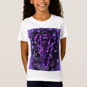 紫色のピンクの象のTシャツ星空の夜 Tシャツ