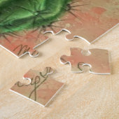 紫色のピンクの赤サボテンの花が絵画浮かんだ ジグソーパズル (側面)