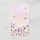紫色のピンクの野生の花の蝶の本ベビー エンクロージャーカード (裏面)