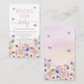 紫色のピンクの野生の花の蝶の本ベビー エンクロージャーカード (正面/裏面)