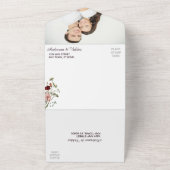 紫色のピンクの野生の花結婚のフローラ オールインワン招待状 (外側)