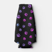 紫色のピンクの青い手が黒にパターンを印刷 ボトルクーラー (正面)