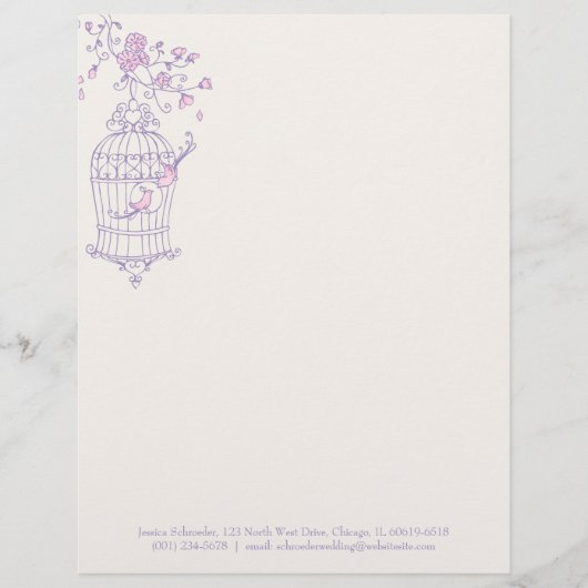 紫色のピンクの鳥かごレターヘッド レターヘッド (正面)