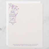 紫色のピンクの鳥かごレターヘッド レターヘッド (正面/裏面)