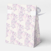 紫色のピンクの鳥感謝していあなたの結婚式の引き出物テントボックス フェイバーボックス (裏面サイド)