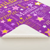 紫色のピンクの黄色の女の子の名前の星のパターン シェルパブランケット (3/4)