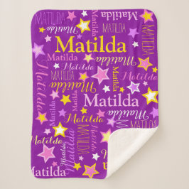 紫色のピンクの黄色の女の子の名前の星のパターン シェルパブランケット