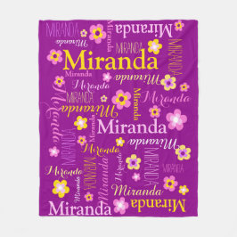 紫色のピンクの黄色の女の子ミランダ名の毛布 フリースブランケット
