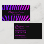 紫色のピンクの黒いシマウマのストライブ柄のカスタム・カード 名刺 (正面/裏面)