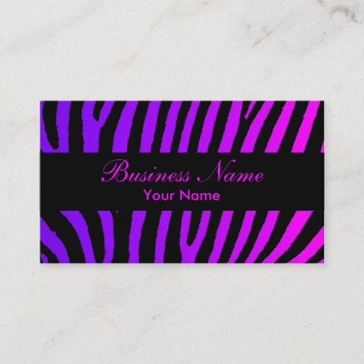 紫色のピンクの黒いシマウマのストライブ柄のカスタム・カード 名刺 (正面)