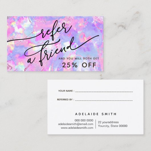 紫色のピンクのopalテクスチャ参照カード 名刺 (正面/裏面)