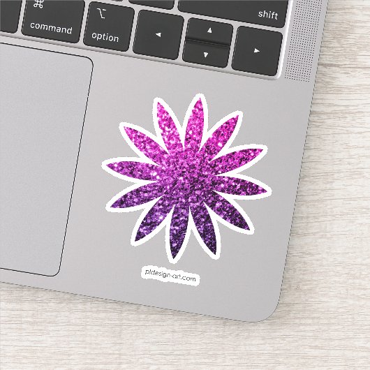 紫色のピンクグラデーションのグリッターの花 シール (詳細)