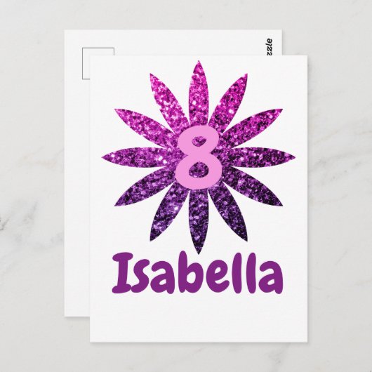 紫色のピンクグラデーションの花の名前をカスタムする年齢 ポストカード (正面/裏面)