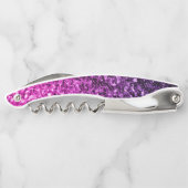 紫色のピンクグラデーションフェイクグリッタースパークルスモノグラム ソムリエナイフ (裏面)