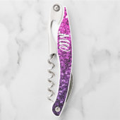 紫色のピンクグラデーションフェイクグリッタースパークルスモノグラム ソムリエナイフ (正面)