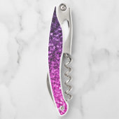紫色のピンクグラデーションフェイクグリッタースパークルスモノグラム ソムリエナイフ (裏面)