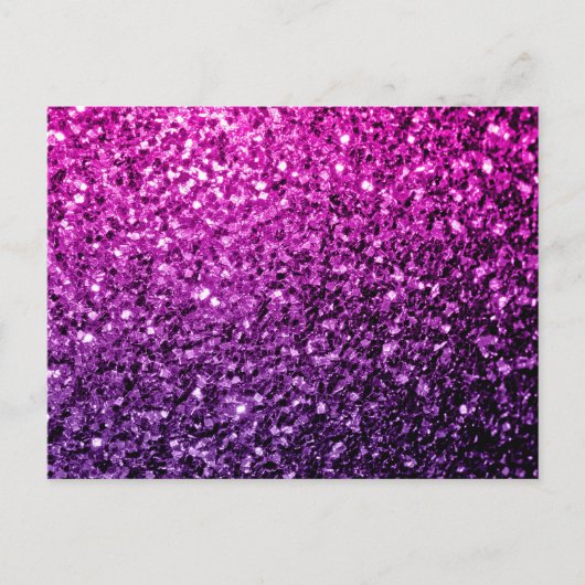 紫色のピンクグラデーションフェイクグリッター ポストカード (正面)