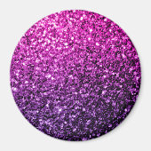 紫色のピンクグラデーションフェイクグリッター マグネット (正面)