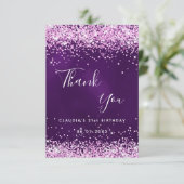 紫色のピンクグリッターの輝エレガントき サンキューカード (スタンド正面)