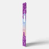 紫色のピンクグリッターはホログラフィックモノグラムを乾燥させる Case-Mate iPhoneケース (裏面 / 右)