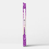 紫色のピンクグリッターはホログラフィックモノグラムを乾燥させる Case-Mate iPhoneケース (裏面 / 左)