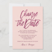 紫色のピンクグリッターキャンセル延期結婚済み 招待状 (正面)