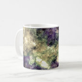 紫色のピンクグリーン黒カラフル抽象芸術 グランジ コーヒーマグカップ (正面左)